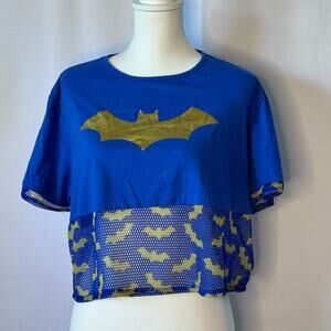 Official Batgirl Cropped Mesh Panel Graphic Top L/XL cosplay festival y2K